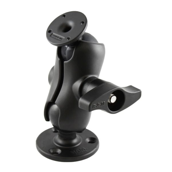 RAM-D-101-C-254U RAM Mounts D-Size Ball Mount with Round AMPS Plate and Large Round Plate - Short Sale
